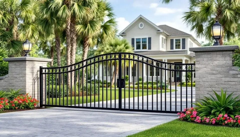 Aluminum fence for driveway entrances