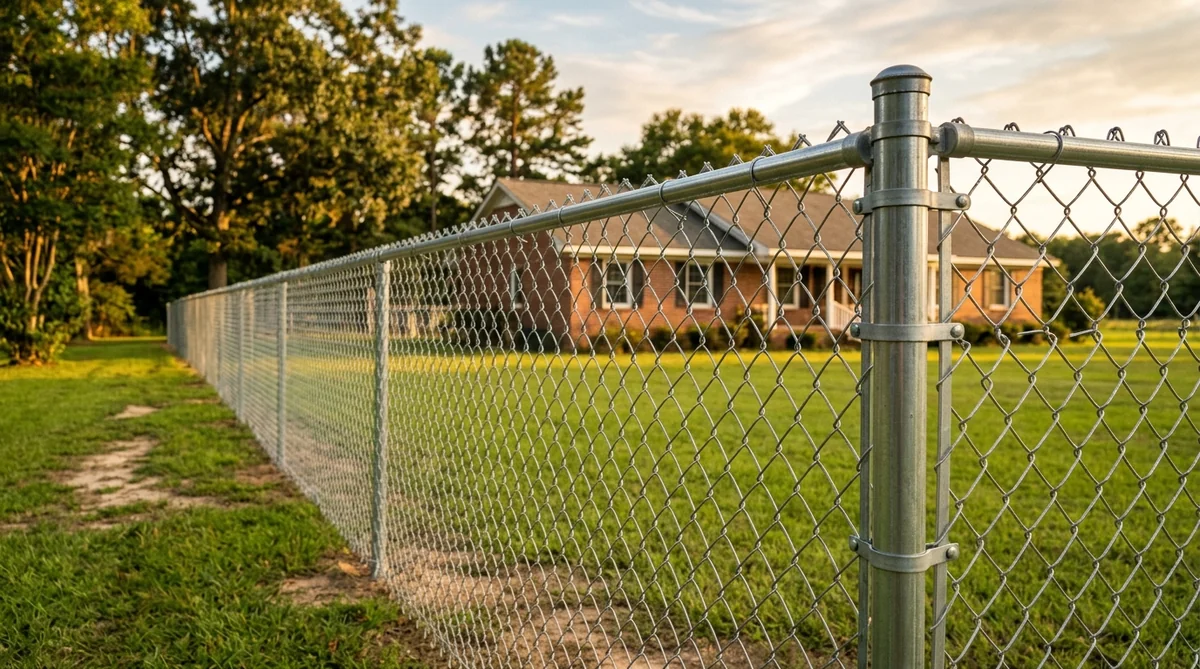 New galvanized chain-link fence installation in Orangeburg County, SC