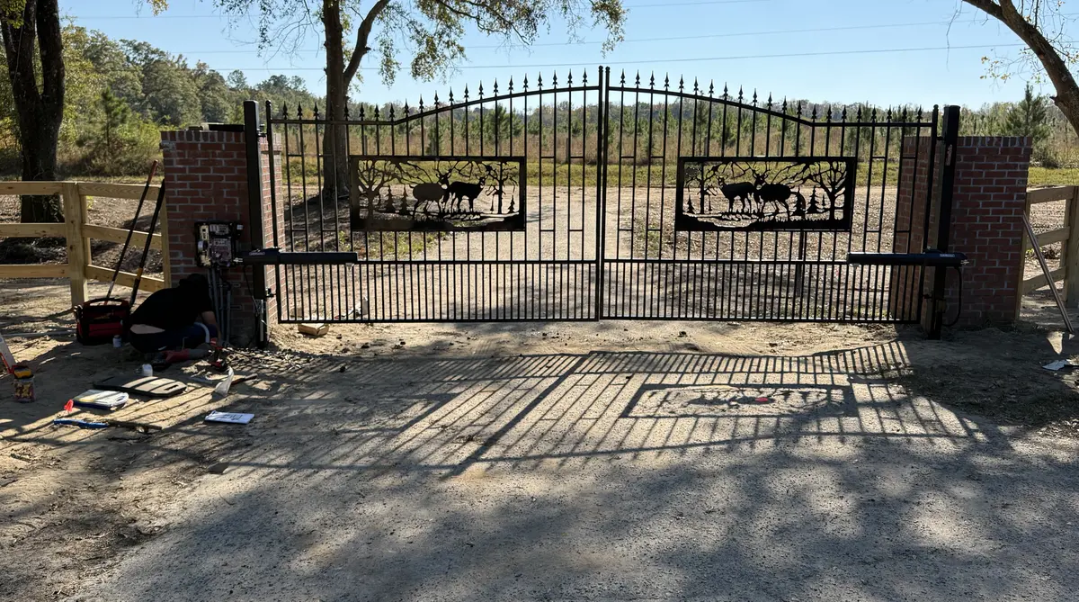Custom driveway gate installation in Rowesville, SC by Dubya Fence and Automatic Gates
