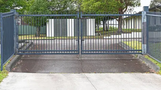 Commercial sliding gate installation by Dubya Fence Company in Orangeburg SC